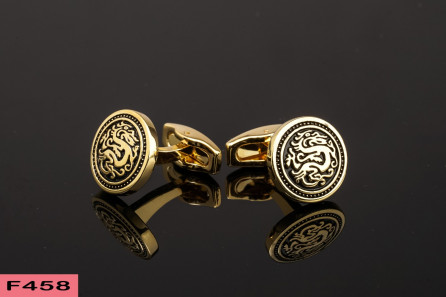 Stainless Steal Gold Dragon Cufflinks 